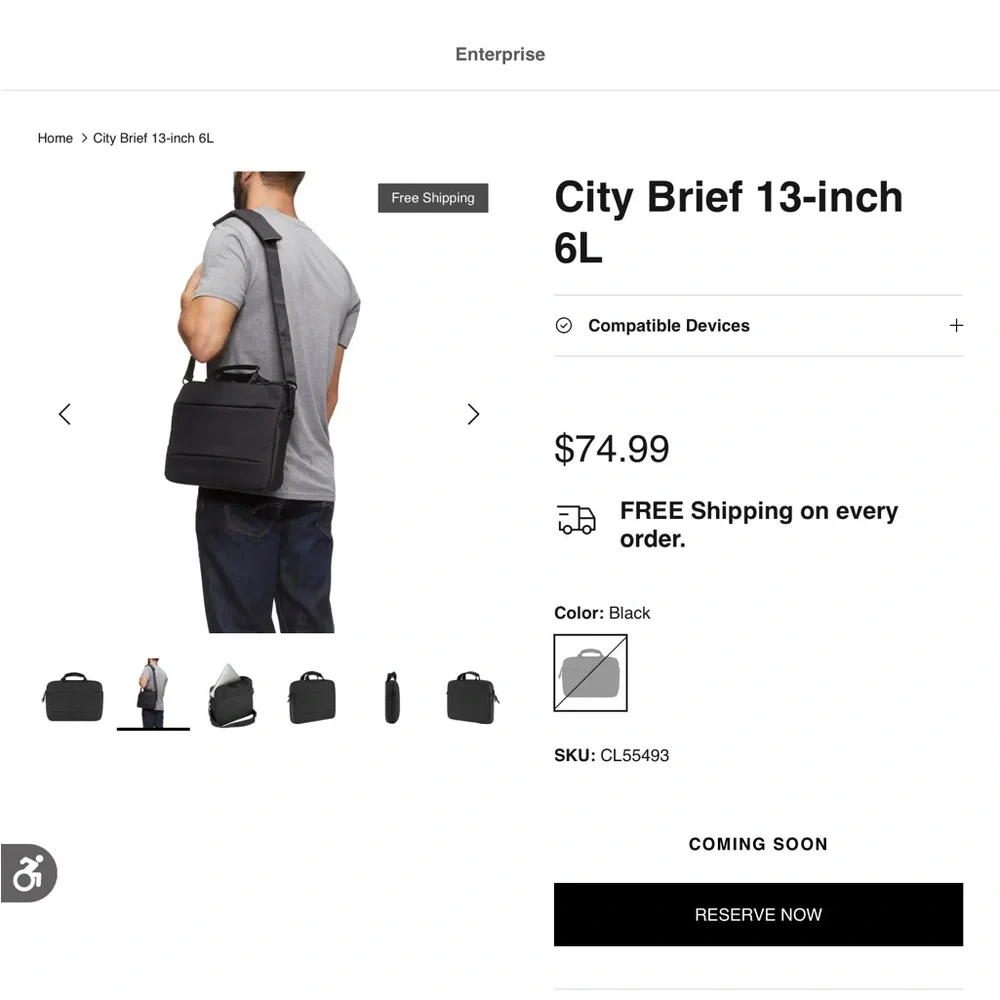 NWOT Incase Charcoal City Brief 13 Inch Laptop Bag